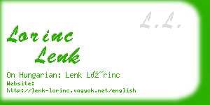 lorinc lenk business card